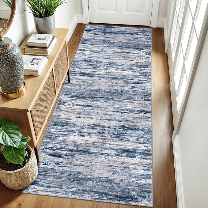 3x8 Modern Abstract Runner Rug for Hallways, Non-Shedding Washable Rug for - Image 3