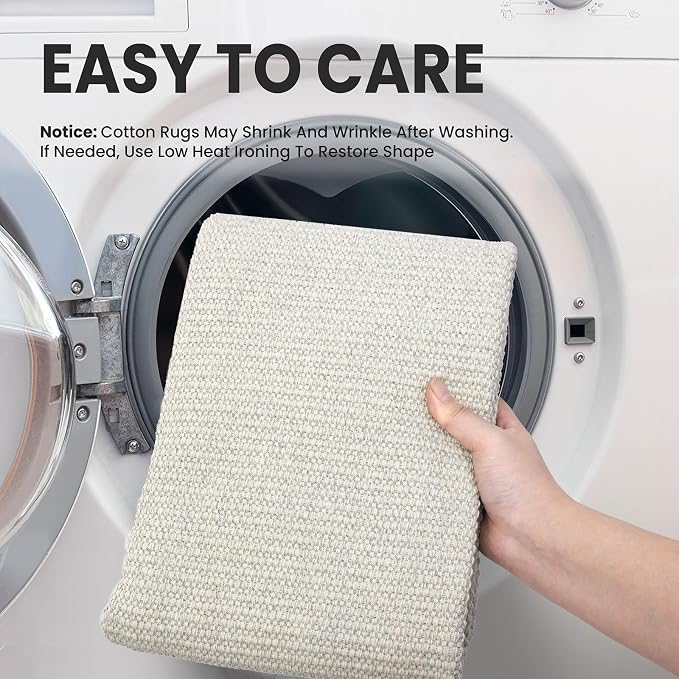 EARTHALL Woven Area Rug 3x5 Ft Washable Rugs - Image 3