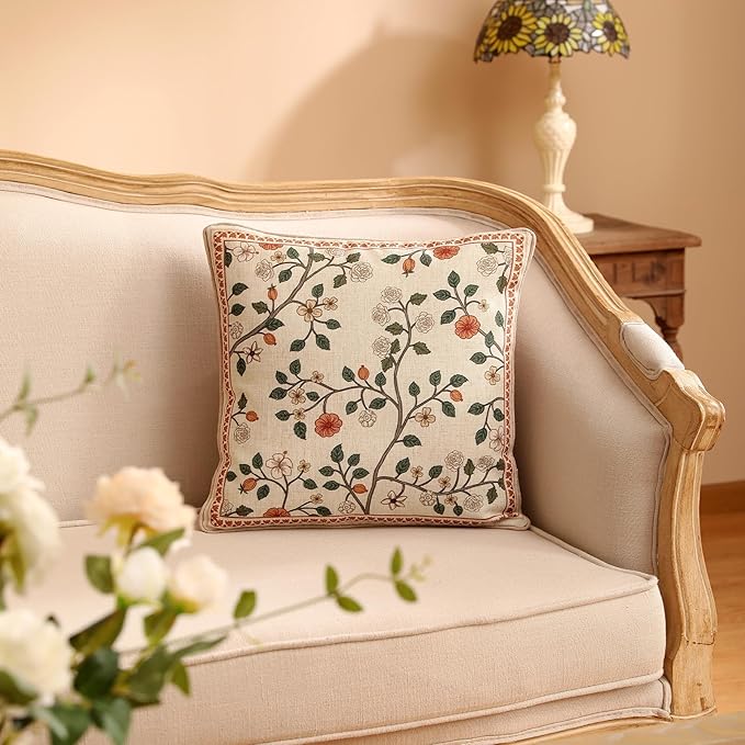 ISAENNE Design Linen Classic Throw Pillow Covers 18"x18" Pack of 2, French - Image 6