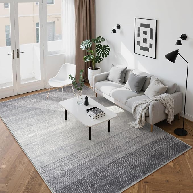 Wonnitar Modern Ombre Washable 8x10 Rug, Non-Slip Soft Grey Area Rugs by Wonnitar