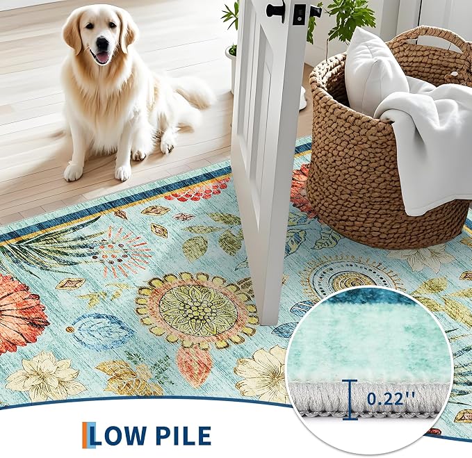 GarveeHome 9x12 Floral Washable Area Rug: Large Living Room Area Rug - Image 6