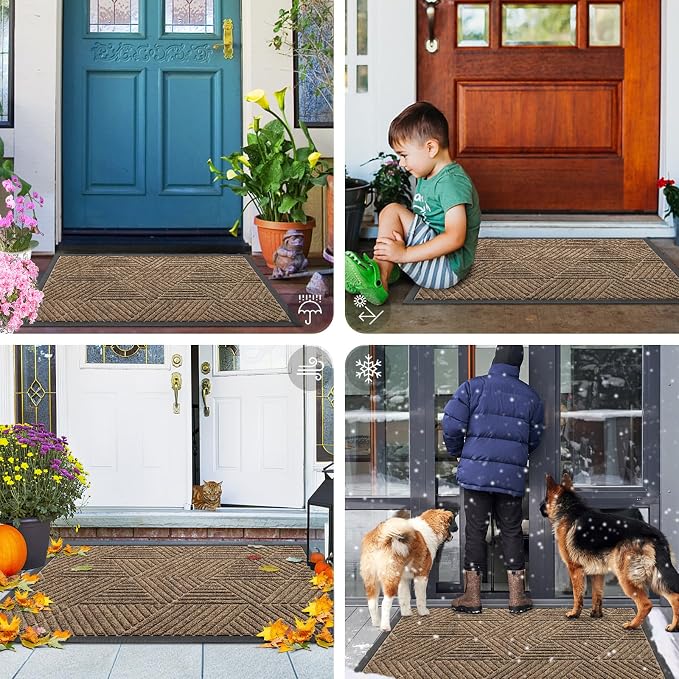 Smiry Front Door Mat Outside Entrance, Heavy Duty Sturdy Natural Rubber Doormat - Image 7