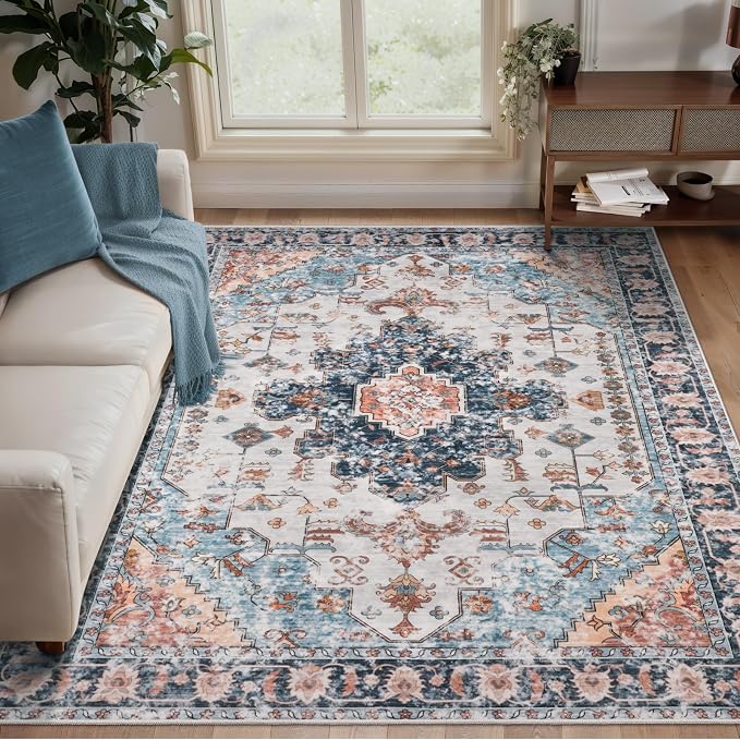 Tangsoo 3x5 Rug for Bedroom, Washable Vintage Rugs Indoor, Non Slip Accent Rug by Tangsoo