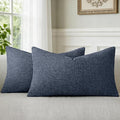 a moment Dark Blue Chenille Throw Pillow Covers 12x20 Inch Pack of 2 Modern by amoment