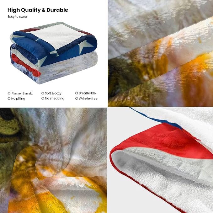 American Flag Throw Blanket for Couch, Super Soft Fuzzy Throws Warm Comfortable - Image 3