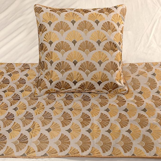The HomeCentric King Queen Twin Beige & Yellow Gold Handmade Queen 74"x18" Bed - Image 4