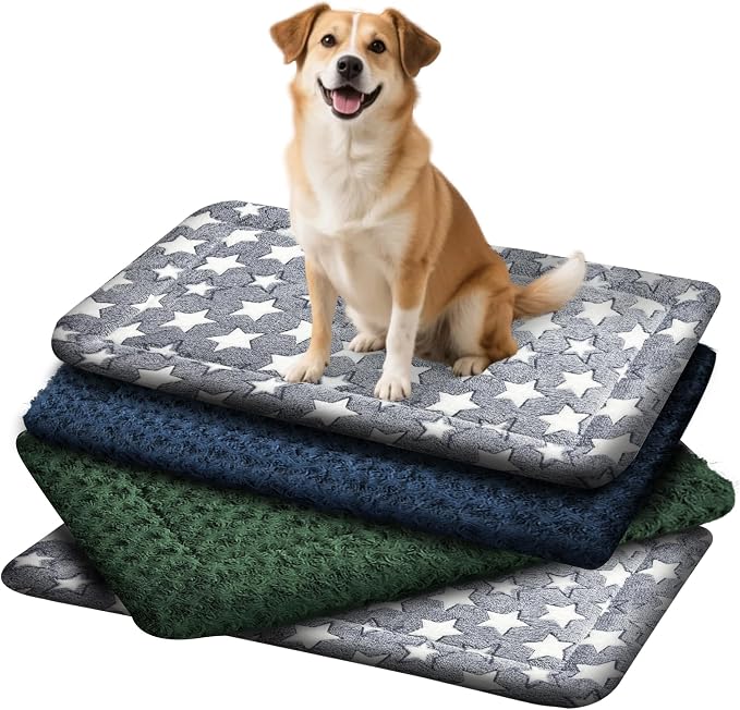 4 Pcs Washable Dog Bed Plush Orthopedic Outdoor Crate Mat by Unknown