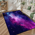 5' X 7' Purple Galaxy Rug Space Rugs Colorful Throw Rug Non-Slip Sun and Cloud by CERYUEE