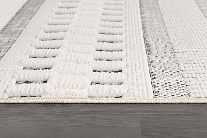 Beverly Rug Micro Loop Area Rug Gray/White 5x7 Geometric Modern Scandinavian - Image 5