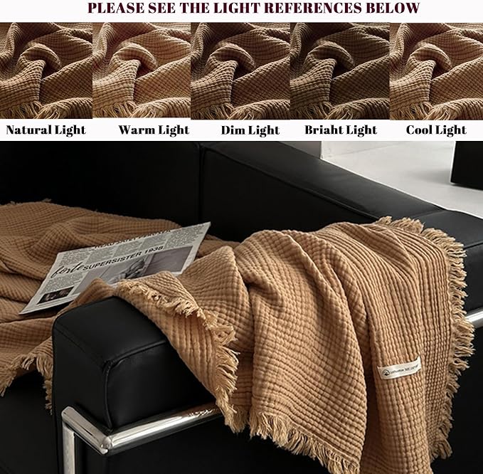 MorroMorn 100% Cotton Queen Size Bed Blanket 80"x90" Muslin Blanket - Image 4