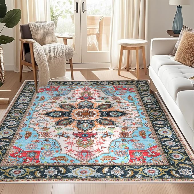 WILLSUN Washable Area Rugs, 5x7 Non-Slip Boho Large Area Rugs - Image 8