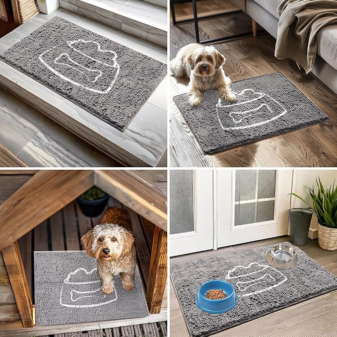 Muddy Mat® Pet Bowl Dog Door Embroidery Mat Super Absorbent Microfiber Indoor - Image 6