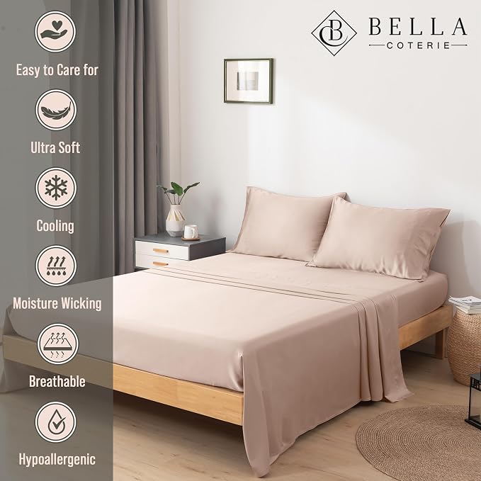 Bella Coterie Luxury Bamboo Viscose Queen Size Sheet Set | 100% Organically - Image 2