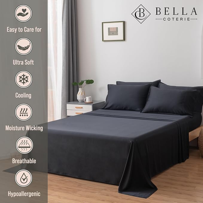 Bella Coterie 7 Piece Luxury Bamboo Viscose Split King Size Sheet Set | 2 - Image 3