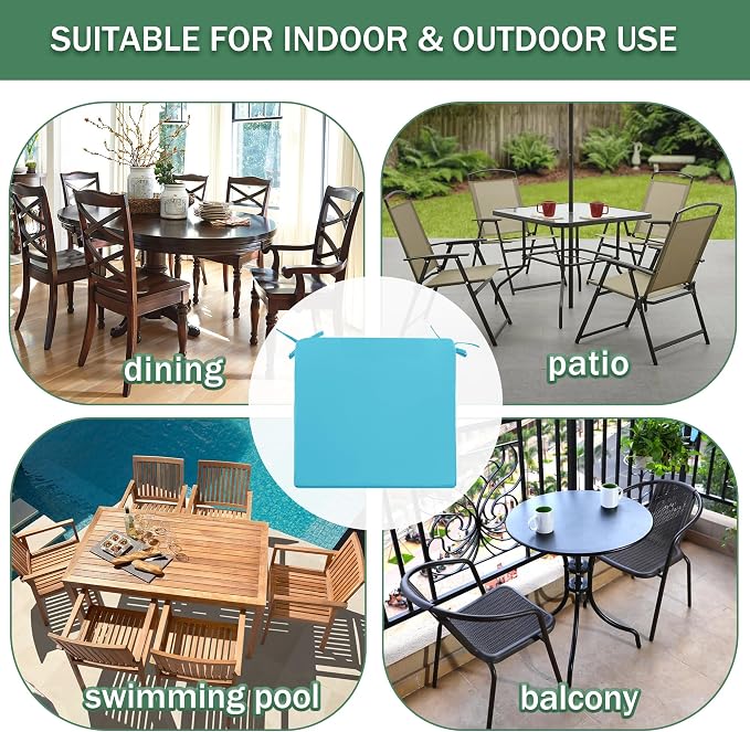 Outdoor Chair Cushions Set of 2: Waterproof & Color Fastness Seat Cushion - Image 7