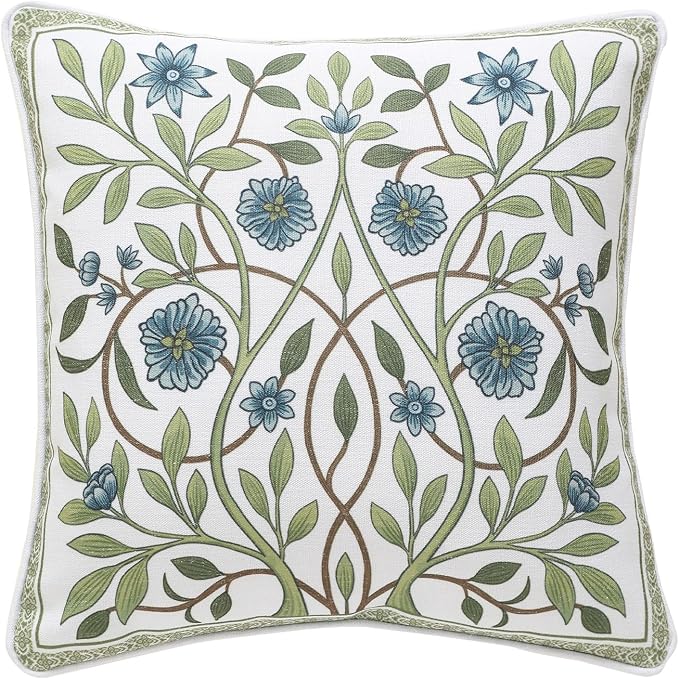 ISAENNE Design Fresh Linen Square Throw Pillow Covers 18"x18", French White by Isaennehomedecoration