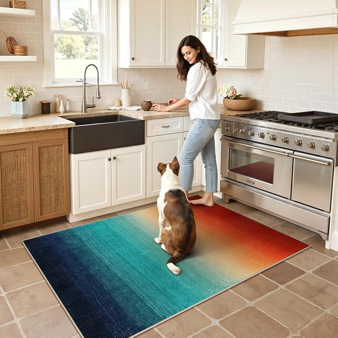 Wonnitar Modern Washable 3x5 Area Rug, Abstract Colorful Christmas Rugs - Image 2