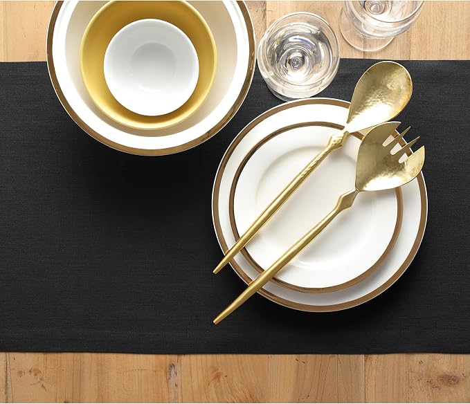 Solino Home Linen Black Table Runner 156 Inches Long - Image 3