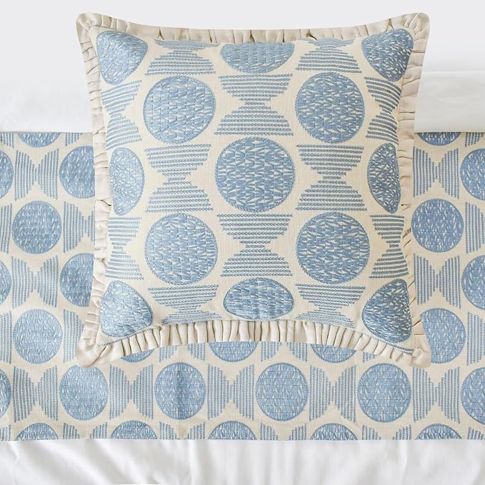 The HomeCentric King/Queen/Twin Blue Decorative Bed Runner Twin 53"x18" Bed - Image 2