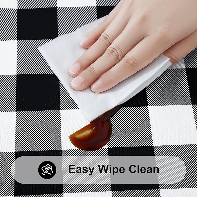 Smiry Square Picnic Table Cloth, Elastic Waterproof Fitted Vinyl Tablecloths - Image 4