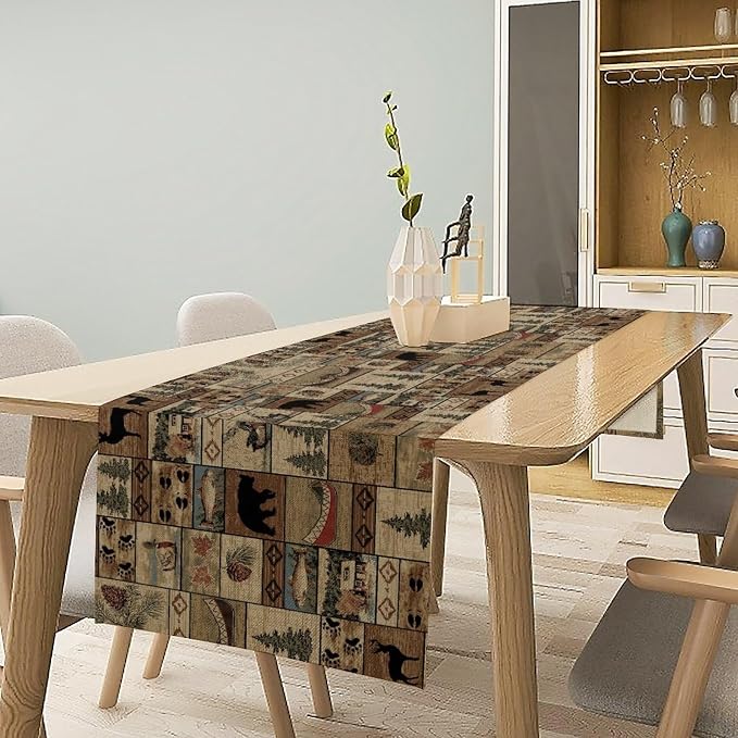 Wildlife Bear Table Runner, Rustic Cabin Animal Farmhouse Table Runner - Image 3
