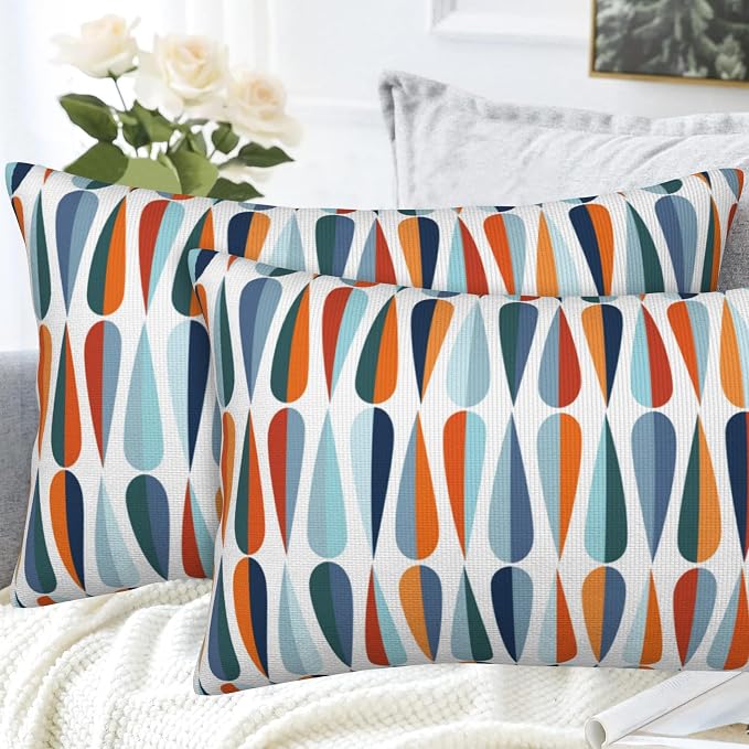 Mid-Century Drop Shapes Throw Pillow Cover Case Modern Retro Style Throw - Image 4