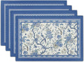 Giwawa 4PCs Chinoiserie Placemats Blue White Floral Birds Decorative Linen by Giwawa