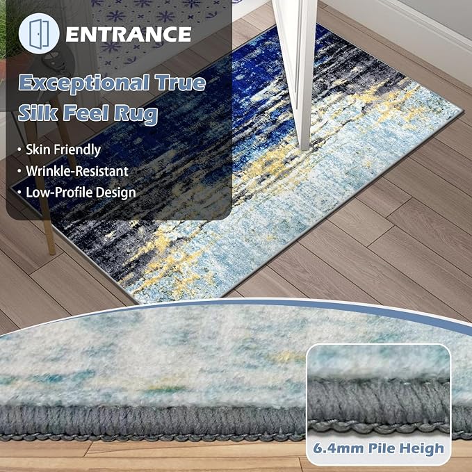 Runner Rug Washable 2x32 FT, Non Slip Rubber Backing Abstract Carpet, Soft Area - Image 6