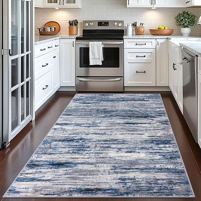 4x6 Modern Abstract Rug for Farmhouse, Low-Pile Indoor Door Area Rugs for - Image 3