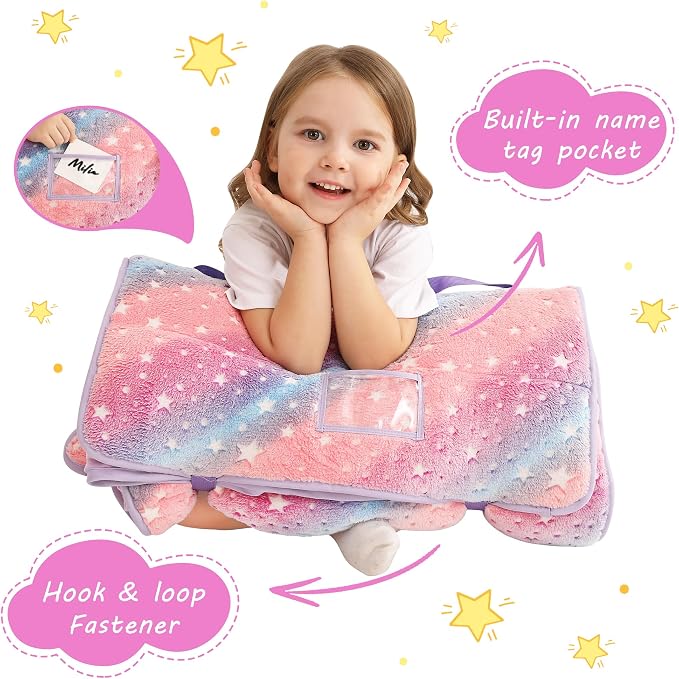 Toddler Nap Mat with Pillow and Blanket, Extra Large Rolled Napping Mats - Image 4