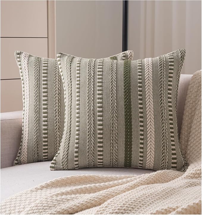 Boho Throw Pillow Covers 18x18 Inch Set of 2, Farmhouse Decorative Couch Pillow by Cethom