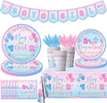 Gender Reveal Tableware 142Pcs-Gender Reveal Decorations Blue and Pink Star by GREHUMOR