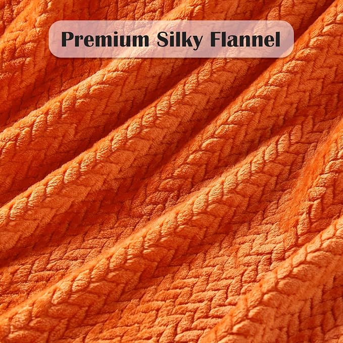 NEWCOSPLAY Super Soft Queen Blanket Orange Premium Silky Flannel Fleece Leaves - Image 5