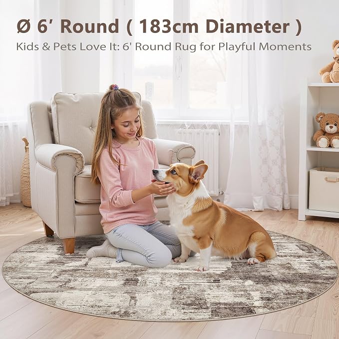 Abstract Living Room Rug Round 6FT - Image 9