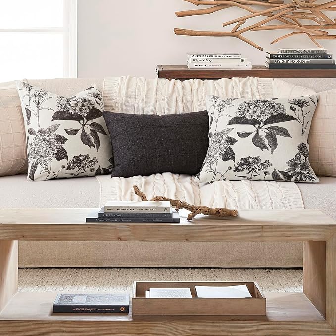Foindtower Set of 2 Linen Floral Vintage Throw Pillow Covers Neutral Accent - Image 6
