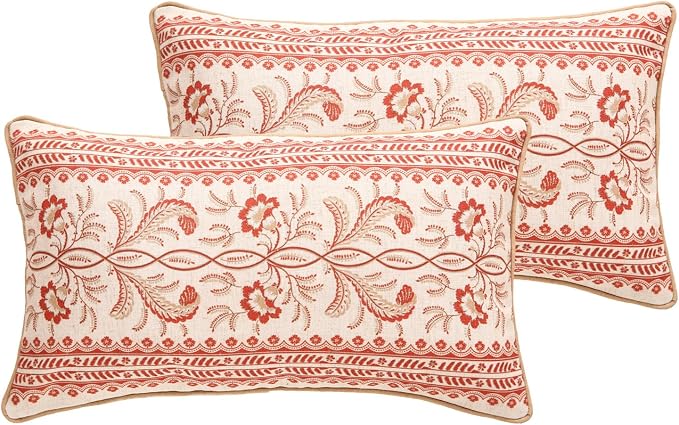 ISAENNE Design Euro Linen Rectangle Throw Pillow Covers 12"x20" Pack of 2 by Isaennehomedecoration