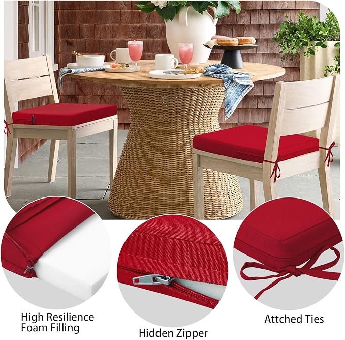 idee-home Outdoor Chair Cushions Set of 4, Dining Chair Pads - Image 3