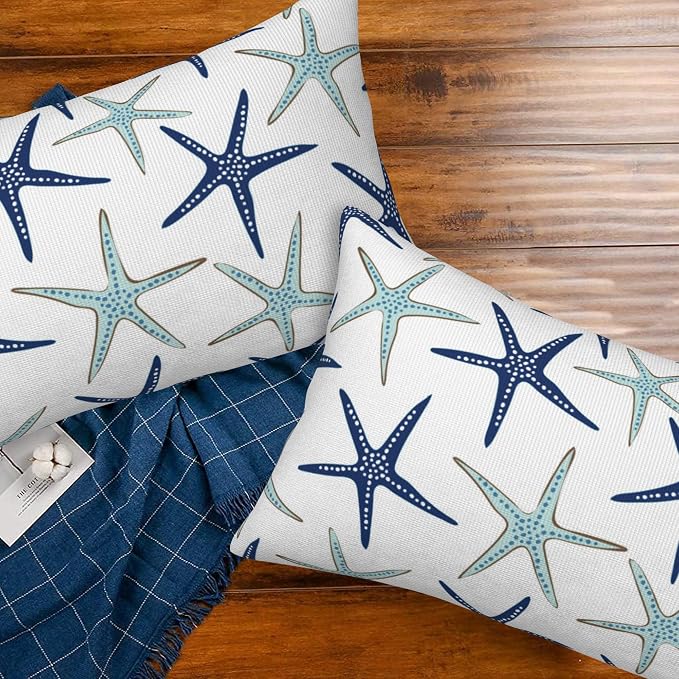 Throw Pillow Covers Nautical Starfish Pillow Covers 20x12 Inch Set of 2 Navy - Image 7