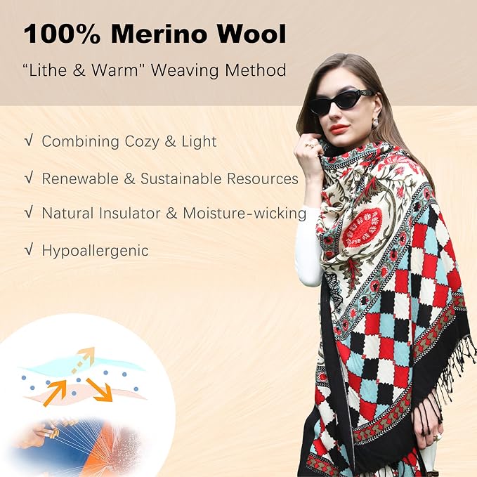 DANA XU 100% Merino Wool Pashmina Shawl - Image 4