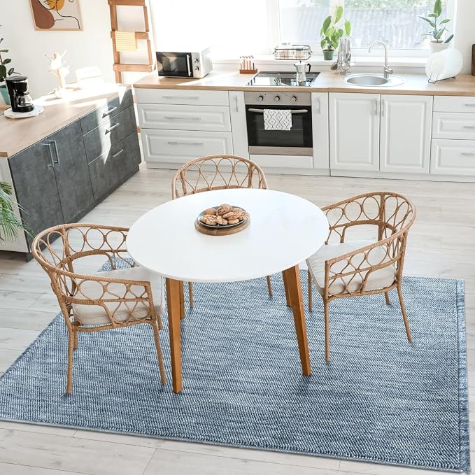 LUXE WEAVERS Solid Machine Woven Blue 6x9 Area Rug, Indoor Stain-Resistant - Image 4