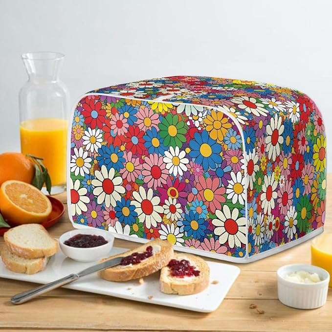 Daisy Flowers Printed Toaster Cover 2 Slice Wide Slot, Washable Kitchen - Image 5