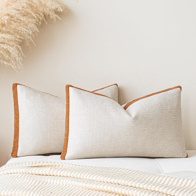 a moment Loop Yarn Linen-Like Pillow Cover Natural Soft Decorative Throw Pillow by amoment
