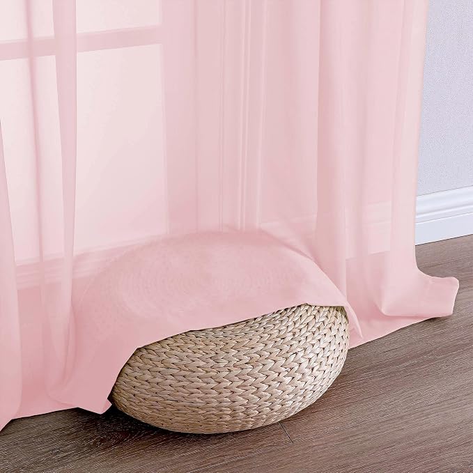 OVZME Sheer Blush Pink Curtains 108 Inches Long 2 Panels Set, 59 Inch Extra - Image 6