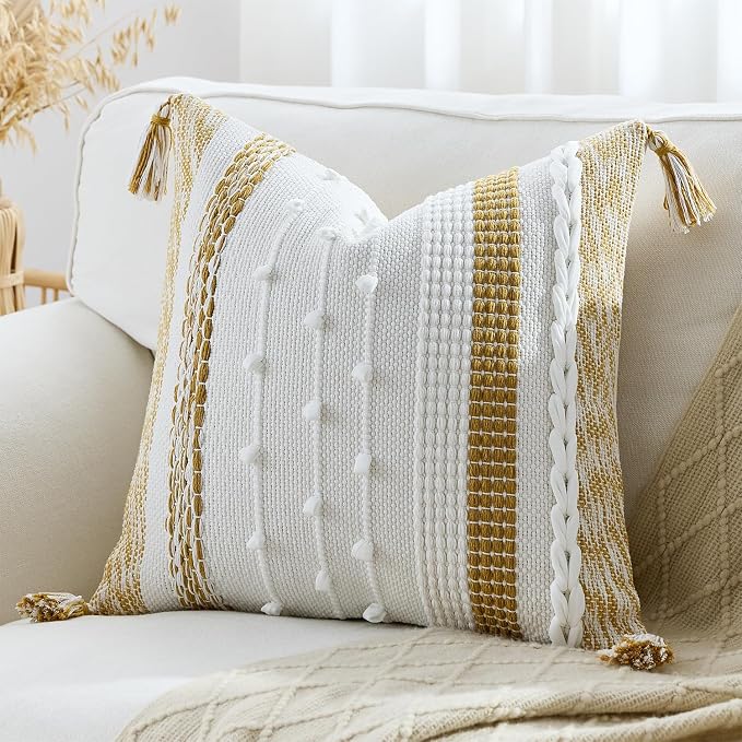 Boho Pillow Cover 18x18 Mustard Yellow - Image 2