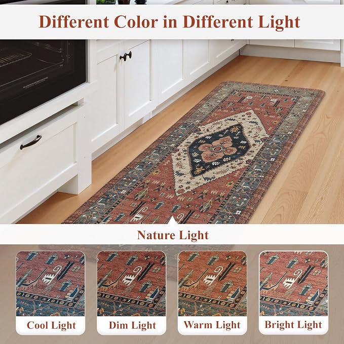 KIMODE Anti Fatigue Kitchen Mats, Boho Vintage Kitchen Rugs Sets of 2, Non Slip - Image 9