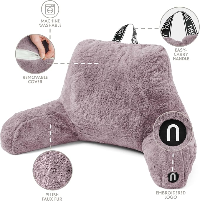 Nestl Fur Reading Pillow with Laptop Lap Desk, Stylish Back Pillow - Image 5