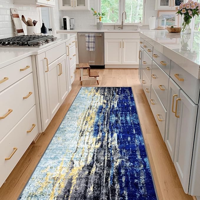 Runner Rug Washable 3x10 FT, Non Slip Rubber Backing Abstract Carpet, Soft Area - Image 3