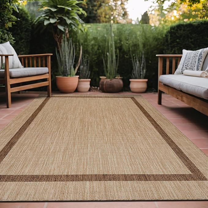 Bordered Outdoor Rug 5x7 Washable Outside Carpet by Unknown