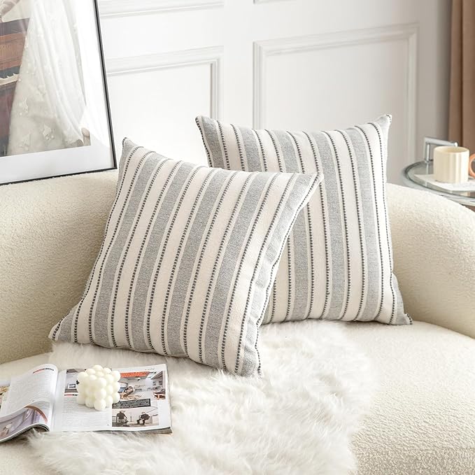 Decorative Boho Throw Pillow Covers, Farmhouse Textured Pillow Case, 18 x 18 - Image 2