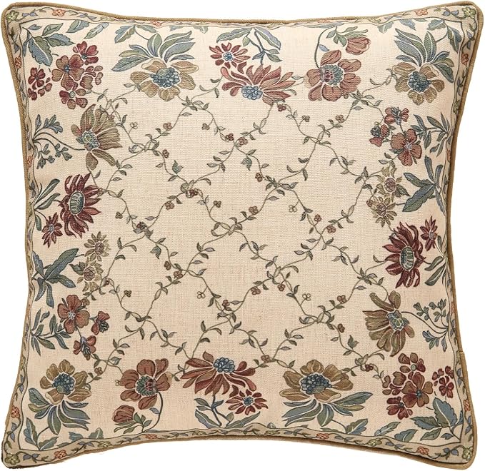 patdrea Designer Throw Pillow Covers, Square Euro Retro Style Light Brown Linen by Welcometopatdrea